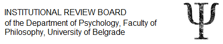 Institutional Review Board of the Department of psychology, Faculty of philosophy, University of Belgrade